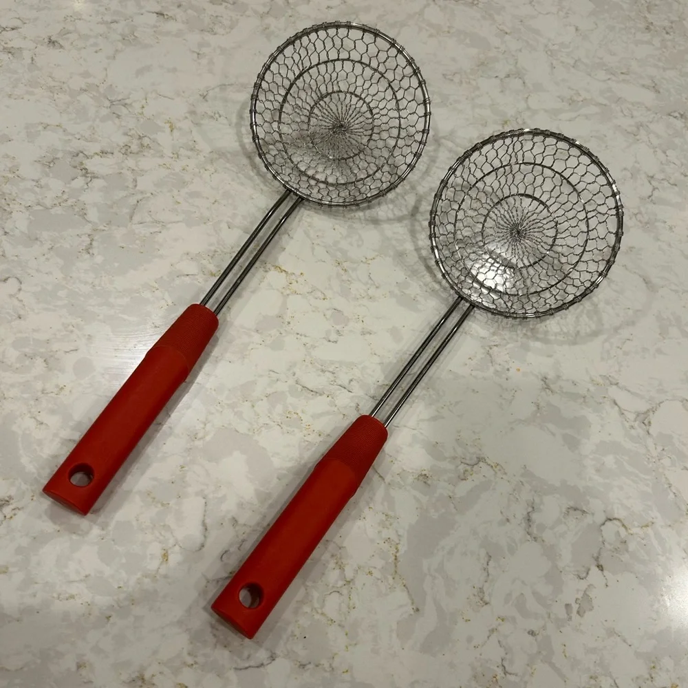 2 Stainless Steel restaurant quality Deep Frying Ladles Professional rust proof